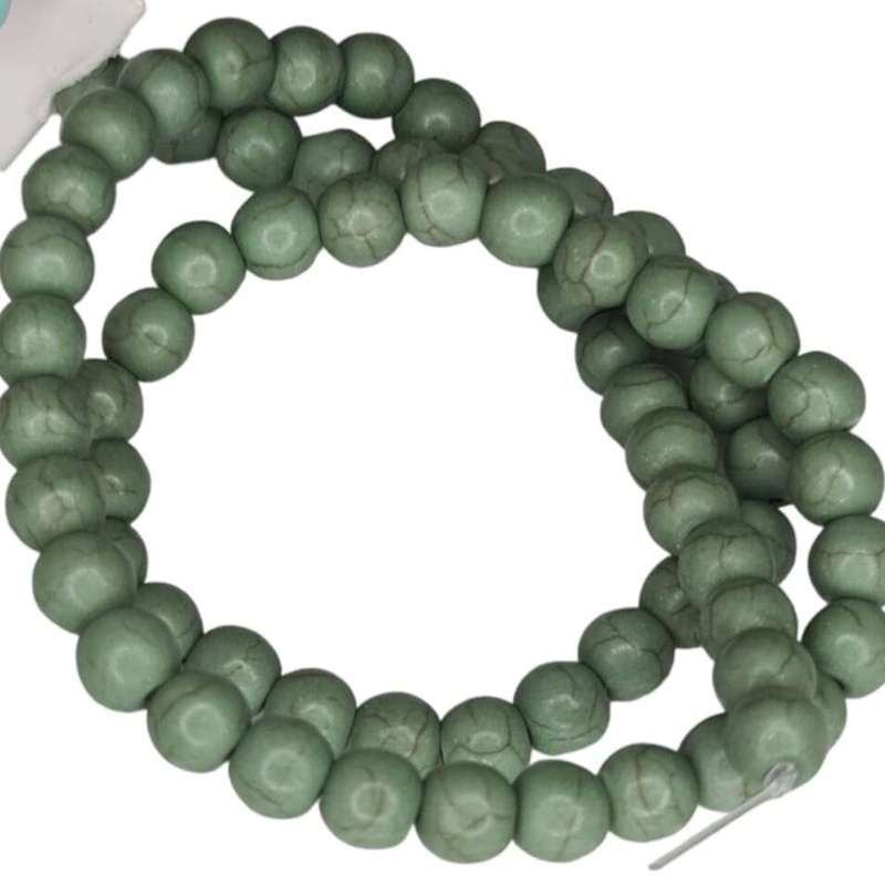 Colored Howlite bead string, sage, round, 4mm, 40cm