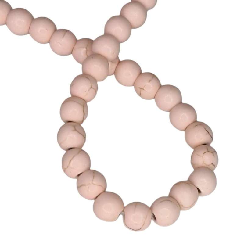 Colored Howlite bead string, light rose, round, 6mm, 40cm