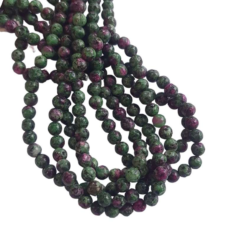 Ruby in Zoisite Jadeite bead string, 6mm, round, 36cm