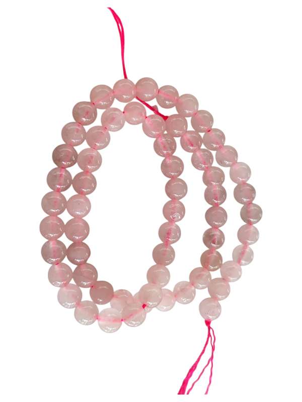 Rose Quartz bead string, round, 6mm, 40cm