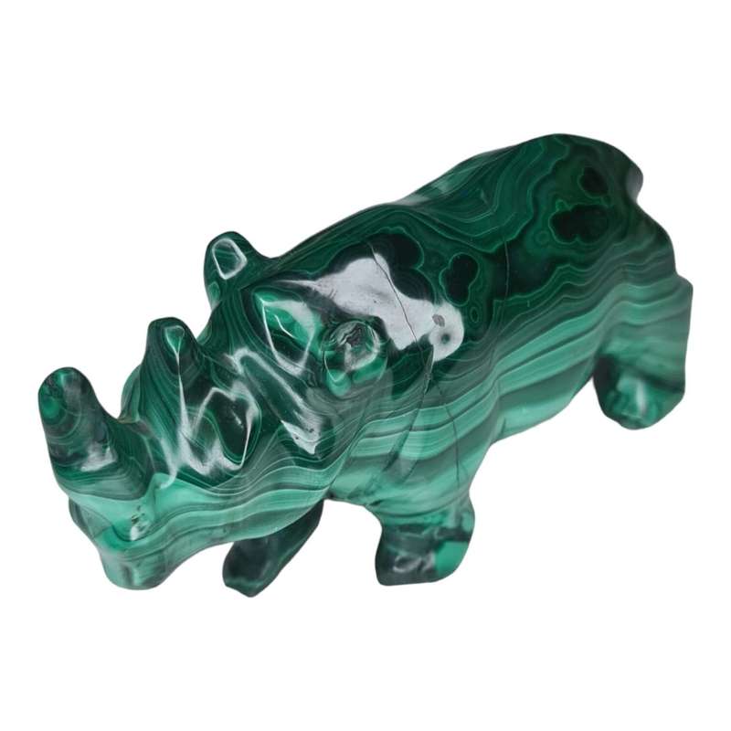 Malachite Rhino carving, 57x35x110mm