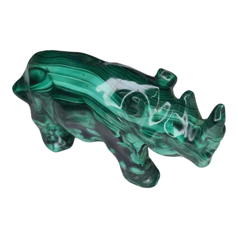 Malachite Rhino carving, 57x35x110mm