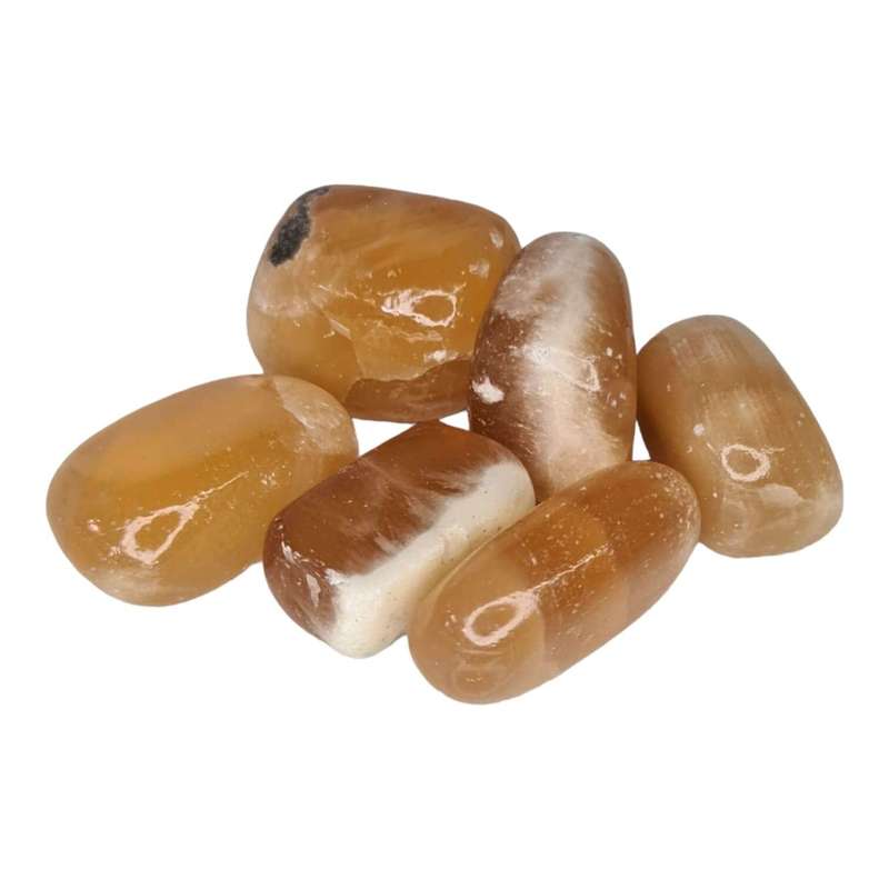 Honey Calcite square tumble, 20-30mm
