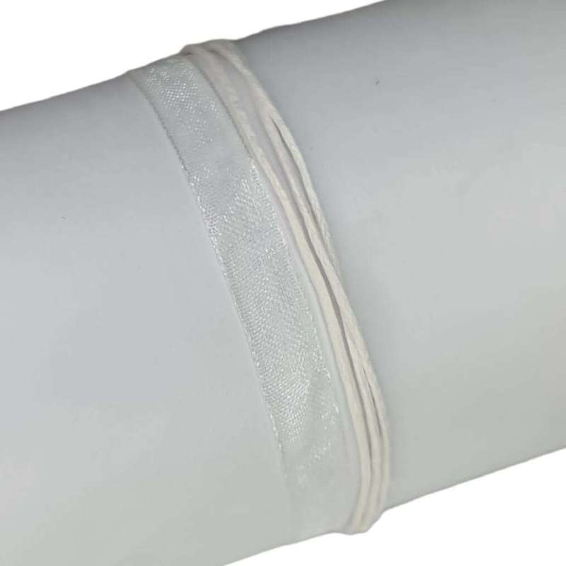 Ribbon necklace w clasp, white, 45cm