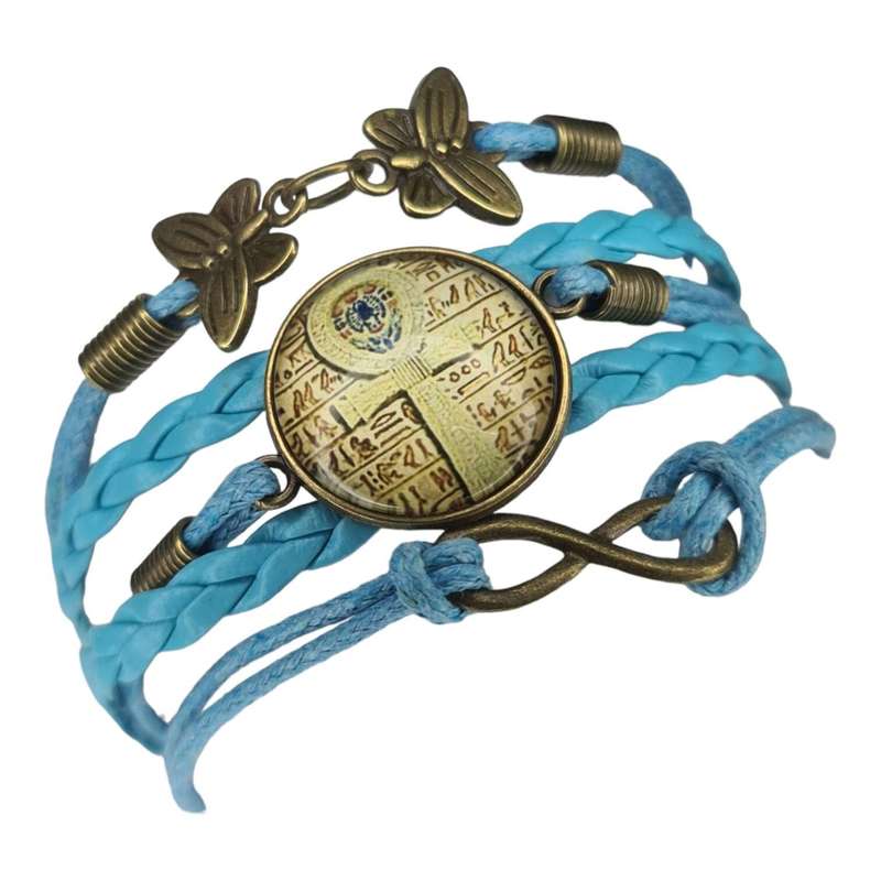 Woven bracelet w clasp, copper base, blue