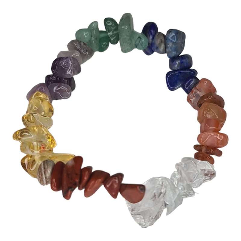 Chakra chip bracelet, stretchcord