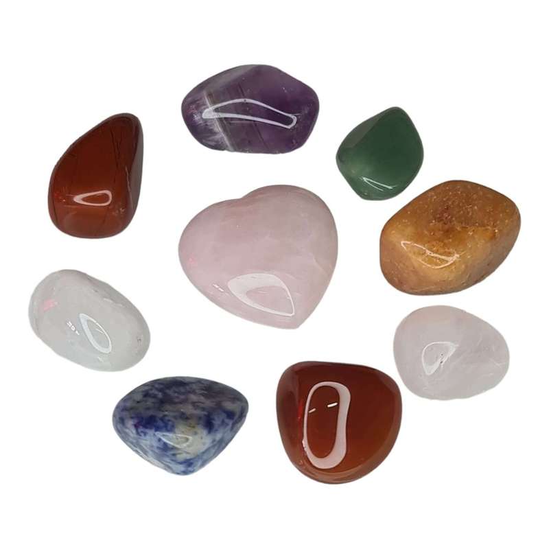 Gemstone Chakra set in box, polished