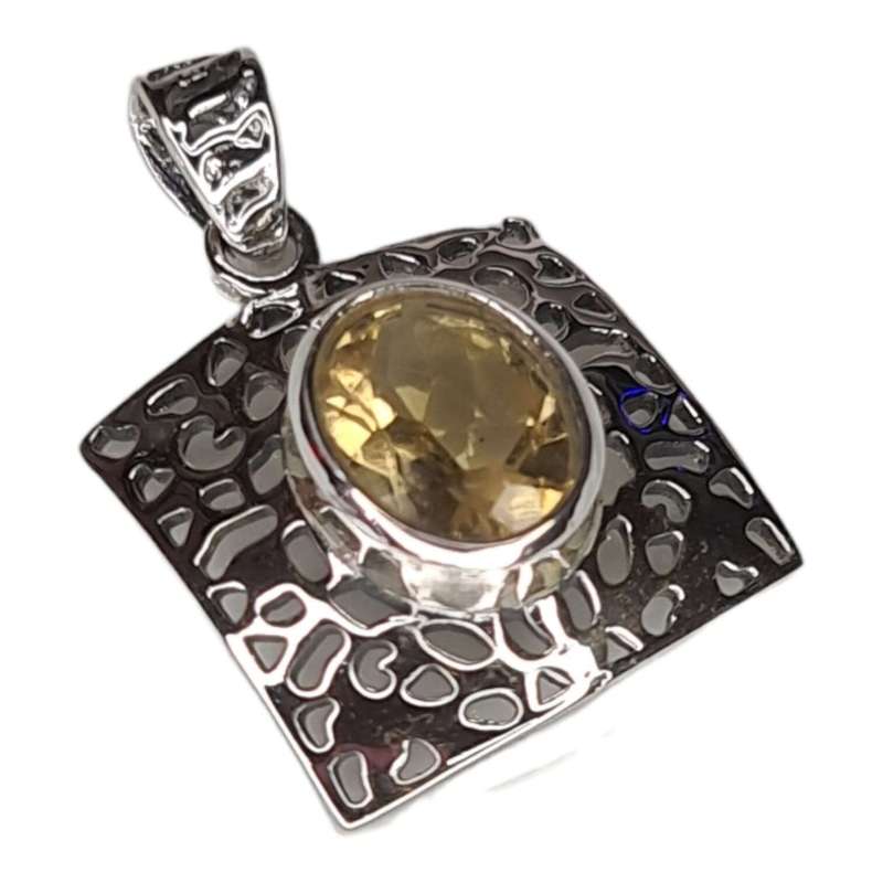 Citrine pendant in 925 silver, oval, 28mm incl. bail