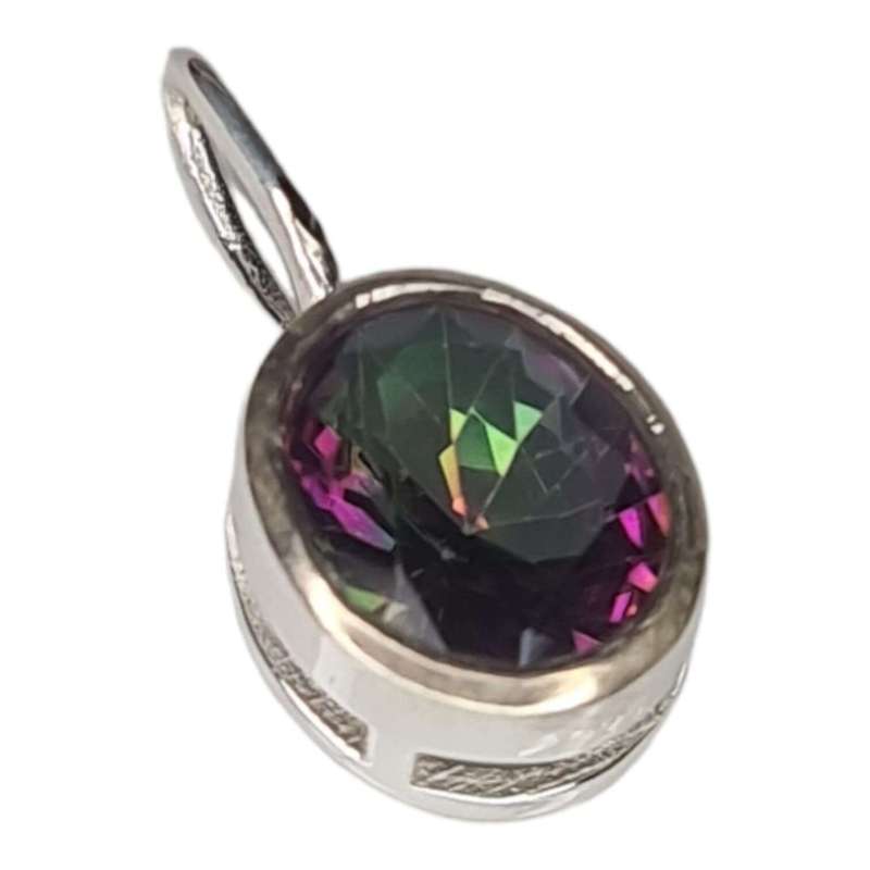 Mystic Topaz pendant in 925 silver, oval, 21mm incl. bail