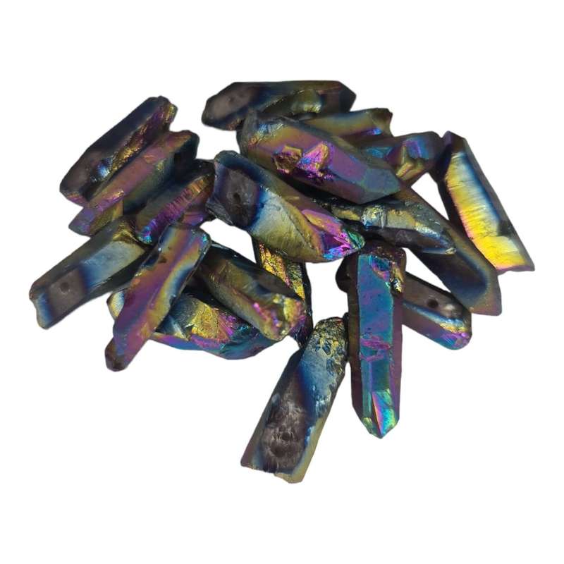 Aura Quartz crystal with hole, 15-30mm