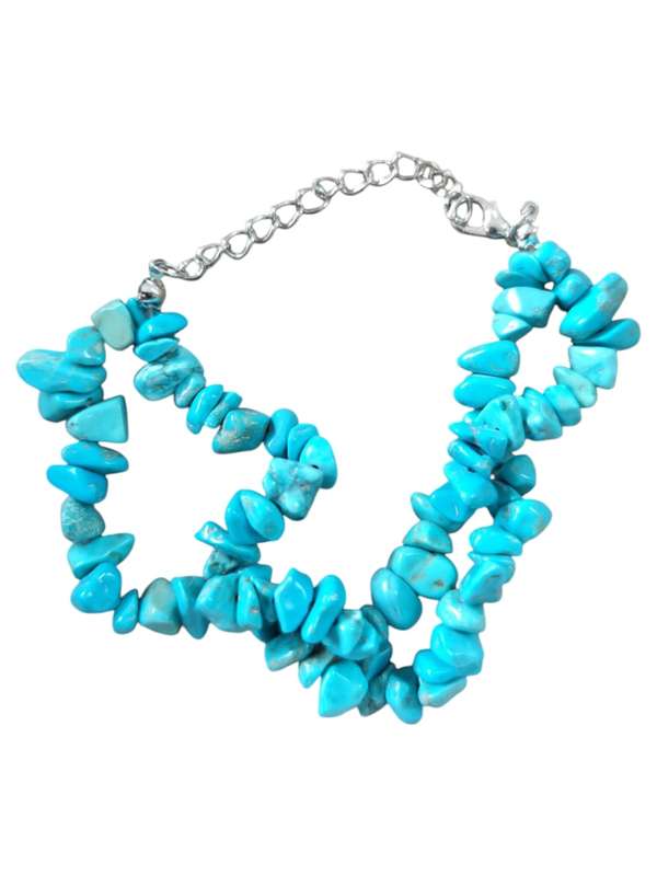Double chip bracelet w clasp, Blue Howlite