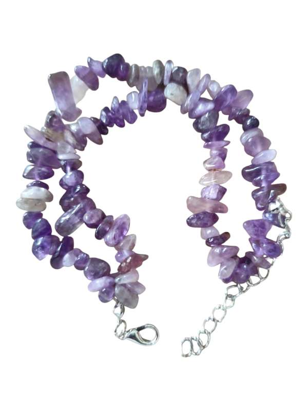 Double chip bracelet w clasp, Amethyst