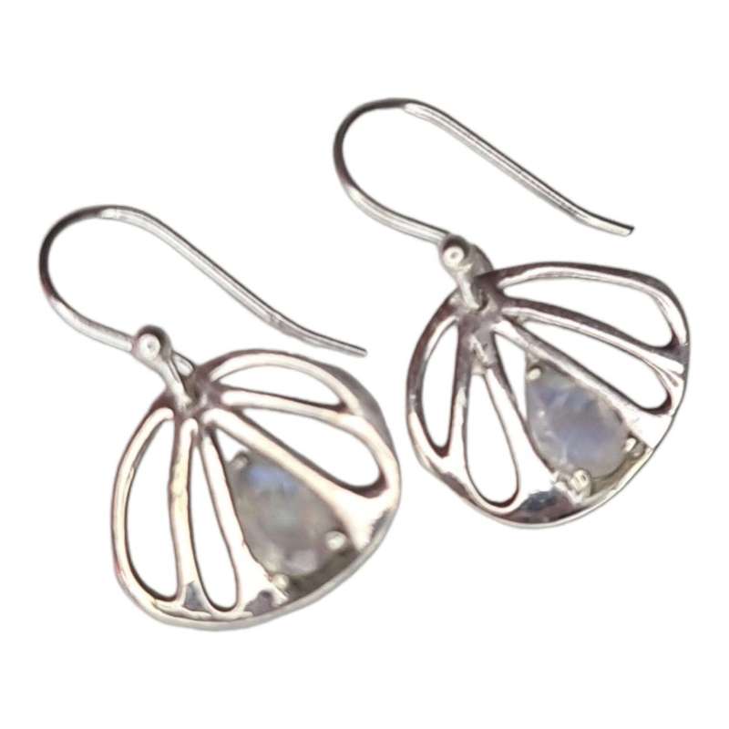 Drop earrings in 925 silver, Moonstone, 26mm incl. hook