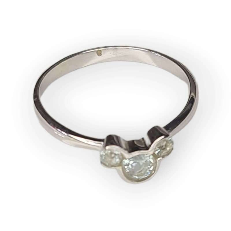 Aquamarine ring in 925 silver, round, size 7