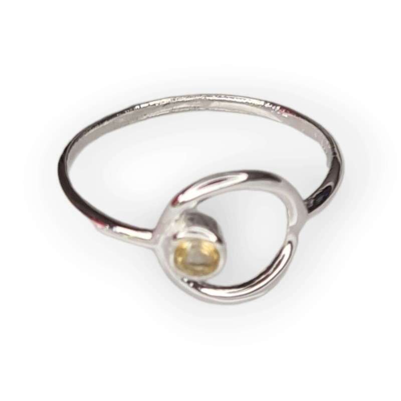 Citrine ring in 925 silver, round, size 8