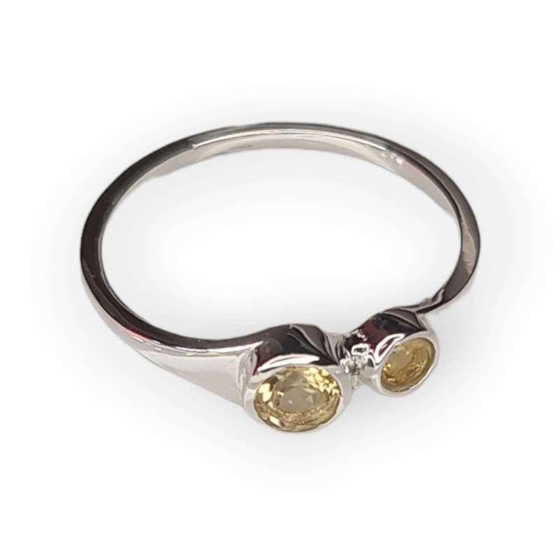 Citrine ring in 925 silver, round, size 8