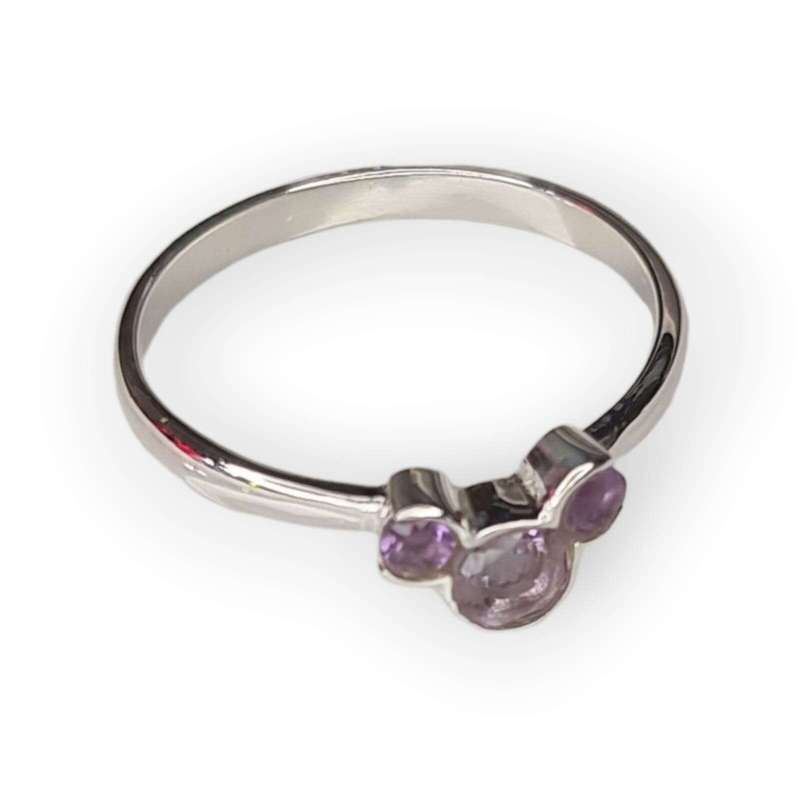 Amethyst ring in 925 silver, round, size 7