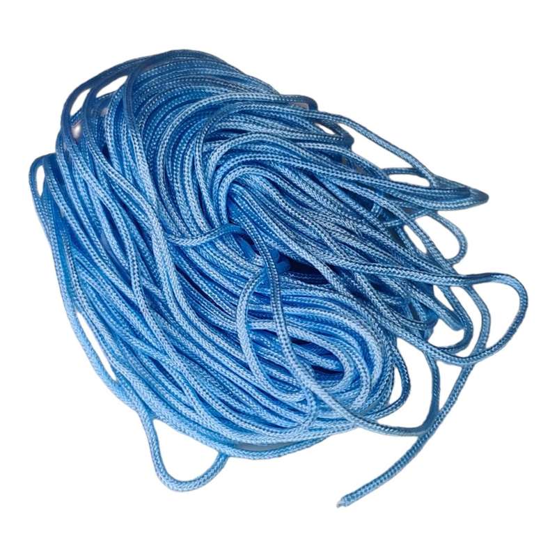 Woven nylon string, 1mm, blue, 1 meter