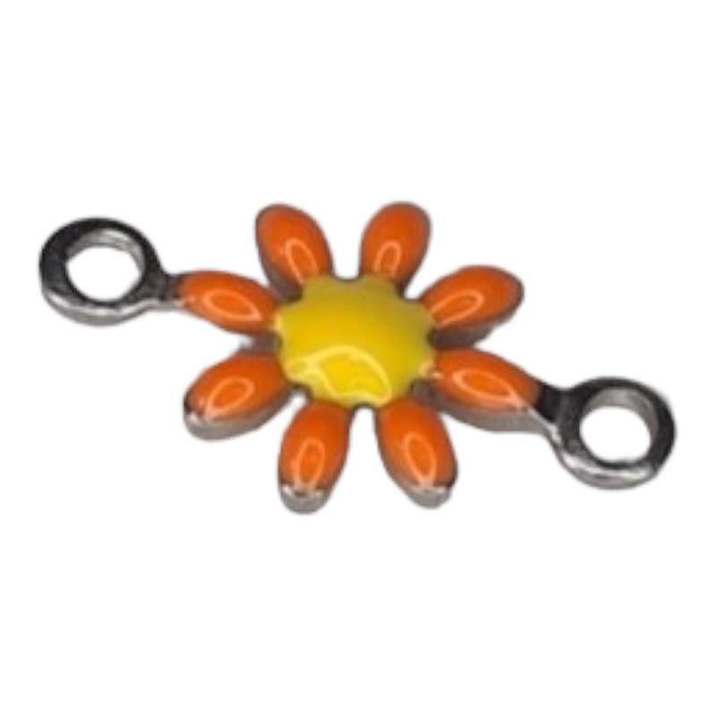 Daisy spacer in stainless steel, orange, 8x13mm