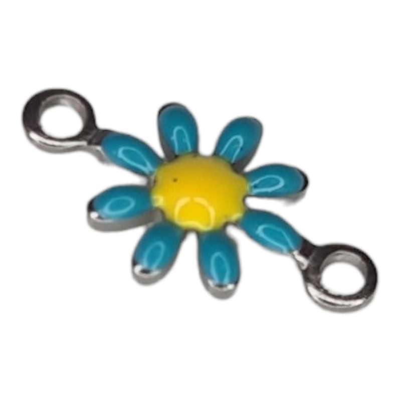 Daisy spacer in stainless steel, teal, 8x13mm