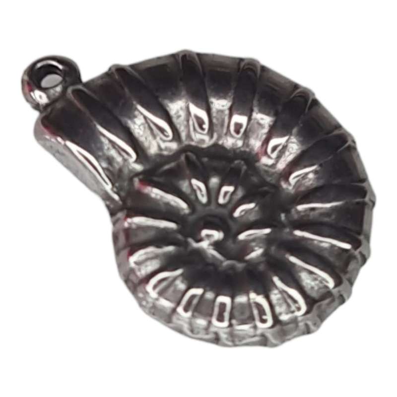 Ammonite pendant, stainless steel, 22mm