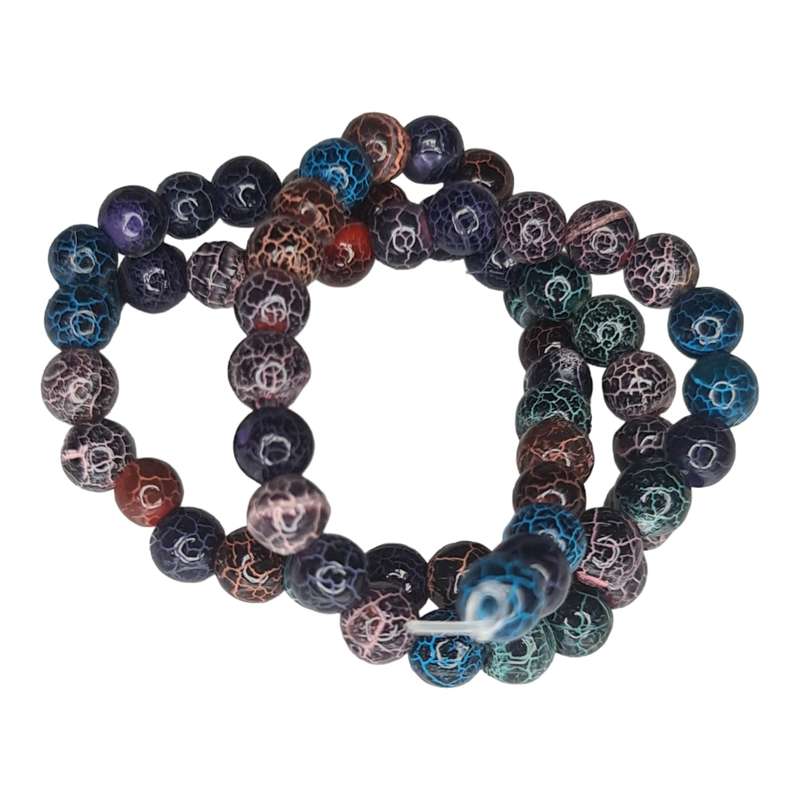 Colored Crackled Agate bead string, 6mm, round, 40cm