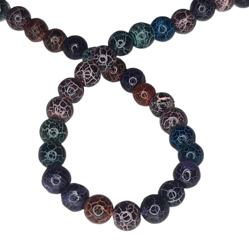 Colored Crackled Agate bead string, 6mm, round, 40cm