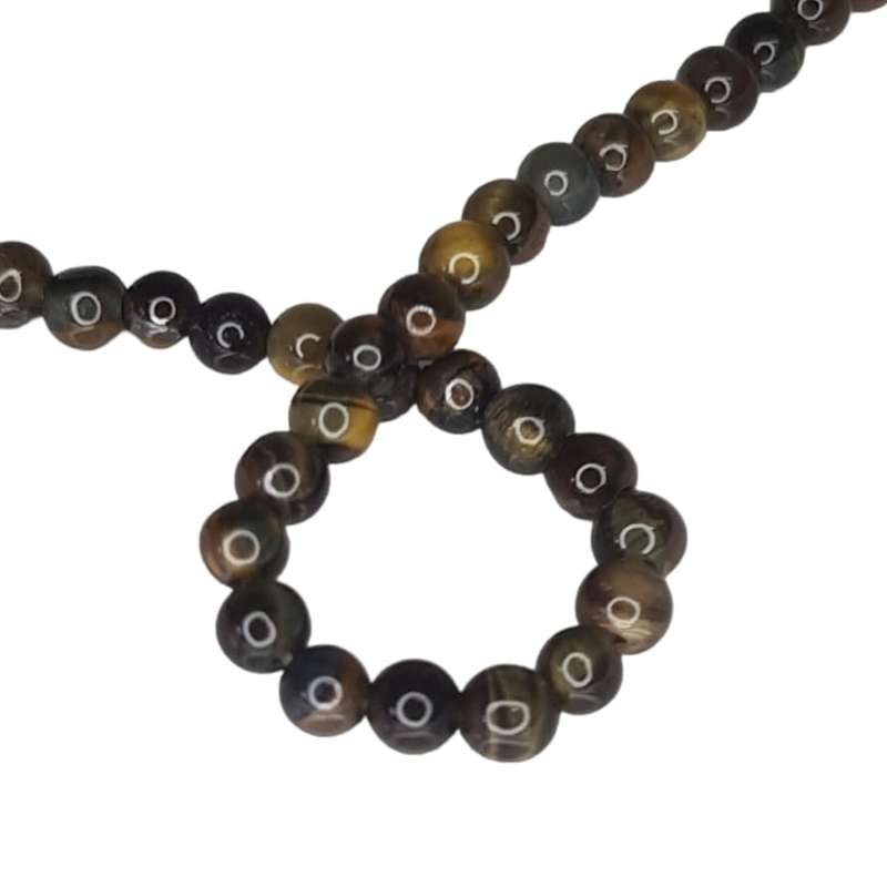 Mixed Tiger Eye bead string, 5mm, round, 40cm