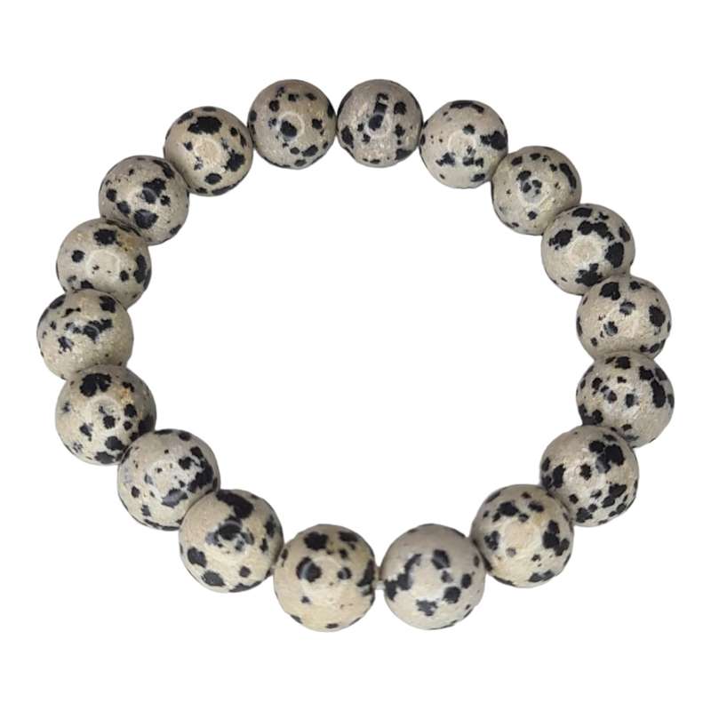 Dalmatian Stone bead bracelet, 10mm, stretchcord