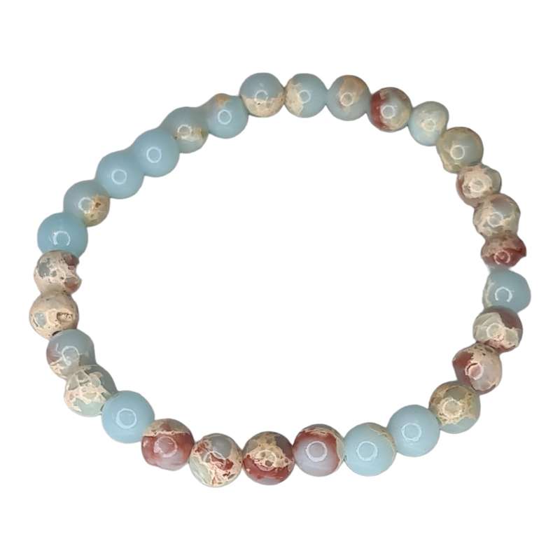 Redbrown Amazonite bead bracelet, 6mm, stretchcord