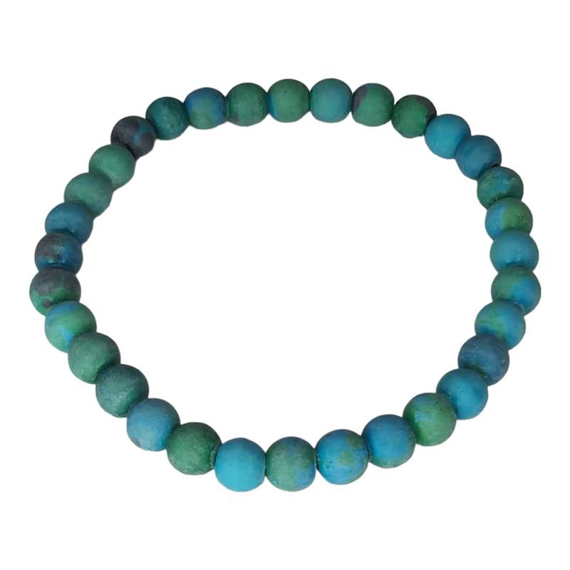 Azurite Chrysocolla bead bracelet, matte, 6mm, stretchcord