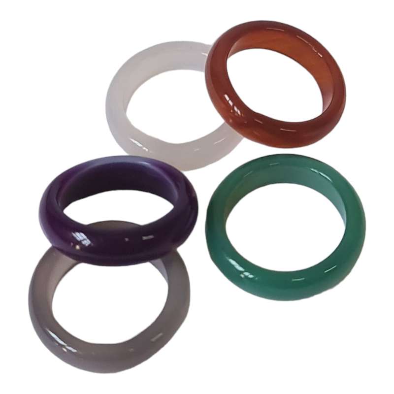 Colored agate ring, 6mm, assorted