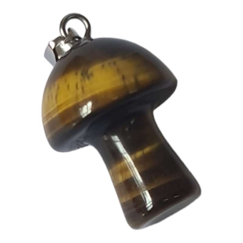 Tiger Eye mushroom pendant, 30mm incl. bail