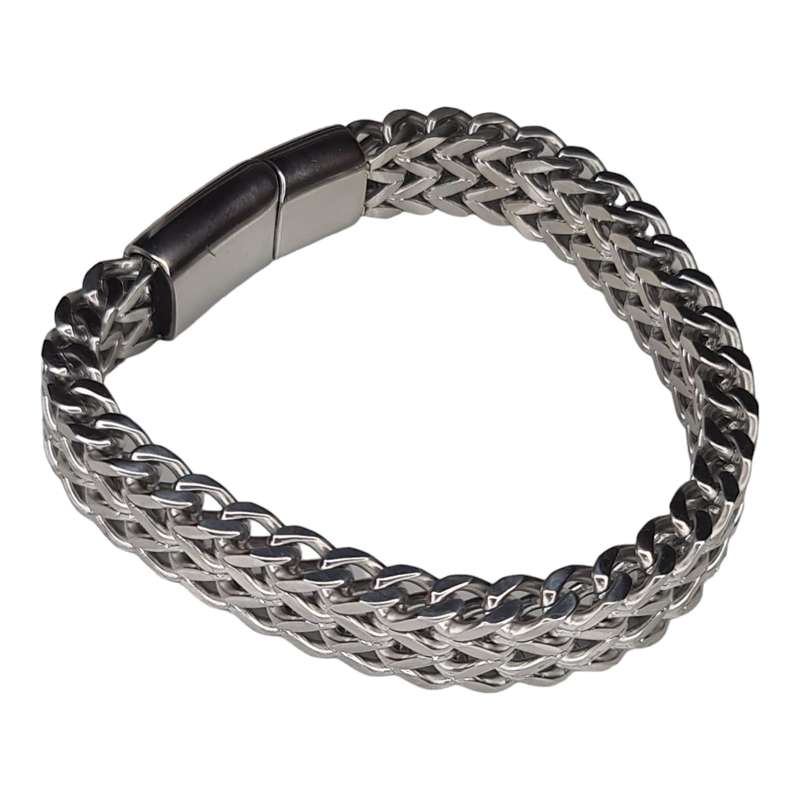 Stainless steel chain bracelet w clasp, 19cm
