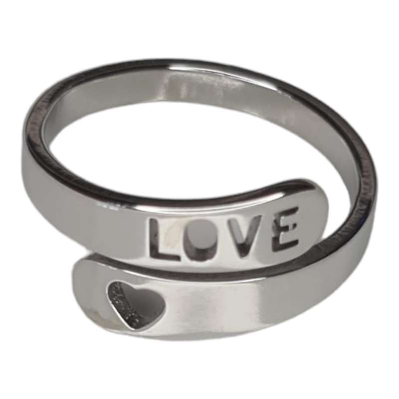 Engraved ring, stainless steel, Love, adjustable