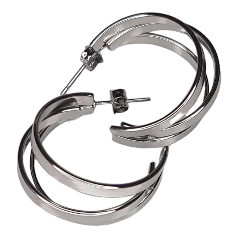 Trio hoop earrings, stainless steel, 26mm