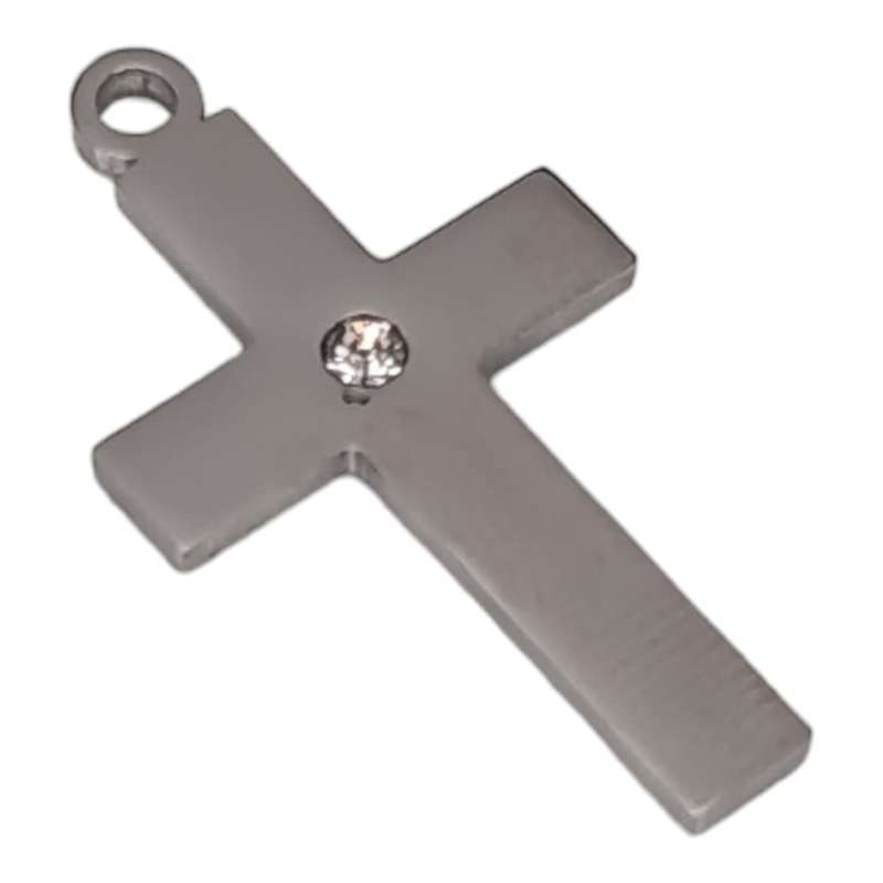 Cross pendant, stainless steel, 25mm
