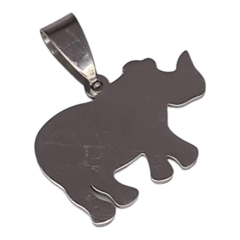 Rhino pendant, stainless steel, 25mm