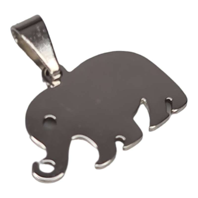 Elephant pendant, stainless steel, 22mm