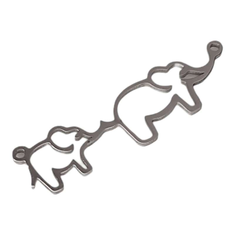 Elephant family pendant, stainless steel, 8x30mm