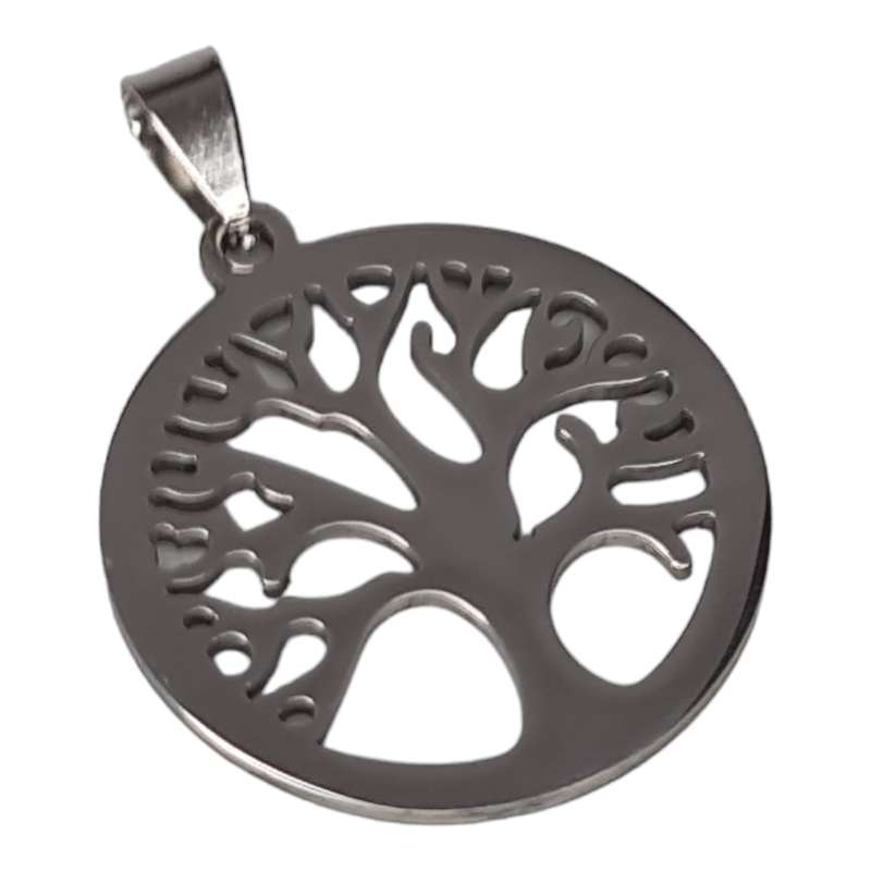 Tree of life pendant, stainless steel, 40mm