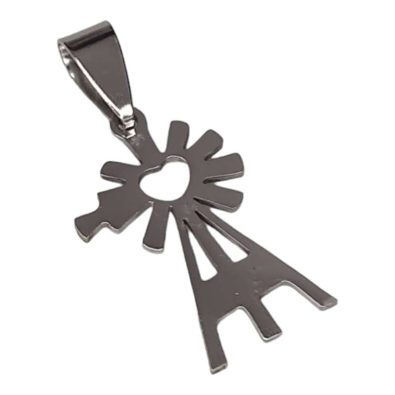 Windmill pendant, stainless steel, 32mm