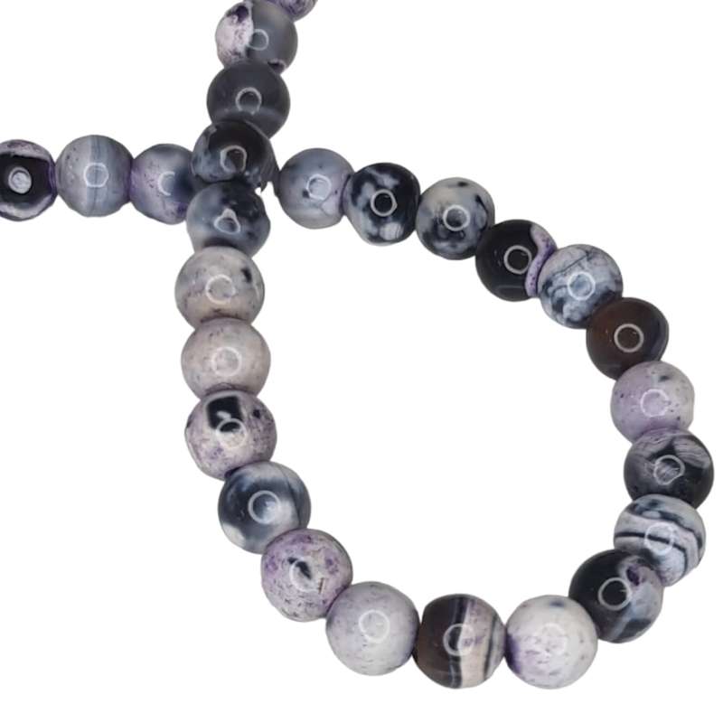 Colored agate bead string, purple, 6mm, round, 40cm