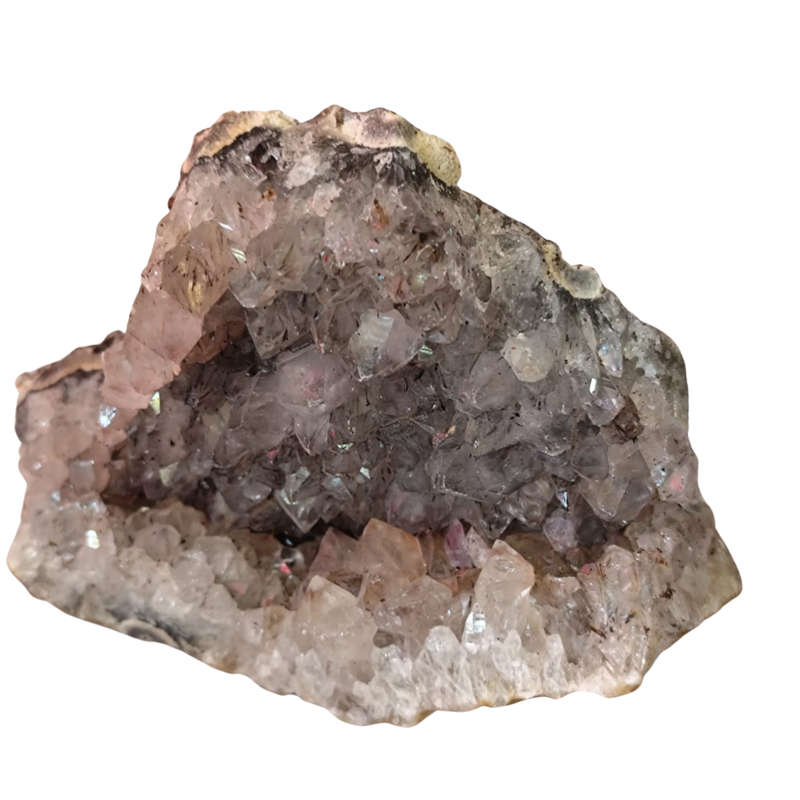 Amethyst smoky drusy cluster, Mozambique with Goethite