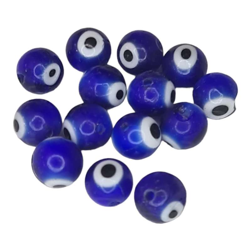 Evil eye glass bead, blue, 8mm