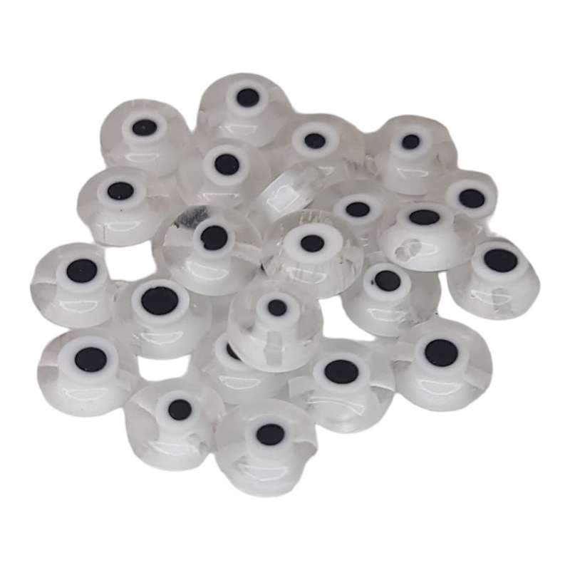 Evil eye glass bead, clear, 8mm