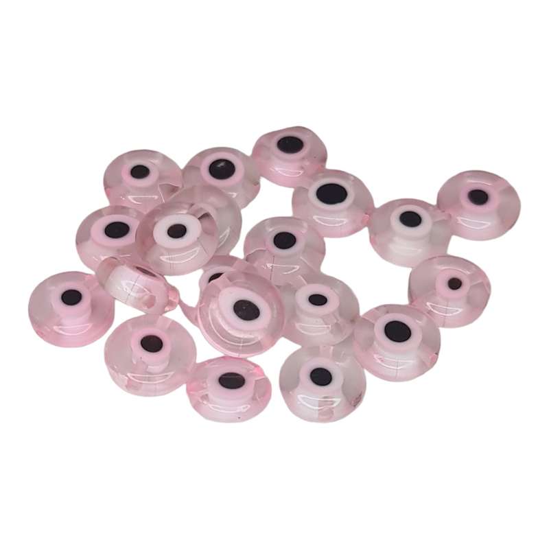 Evil eye glass bead, pink, 10mm