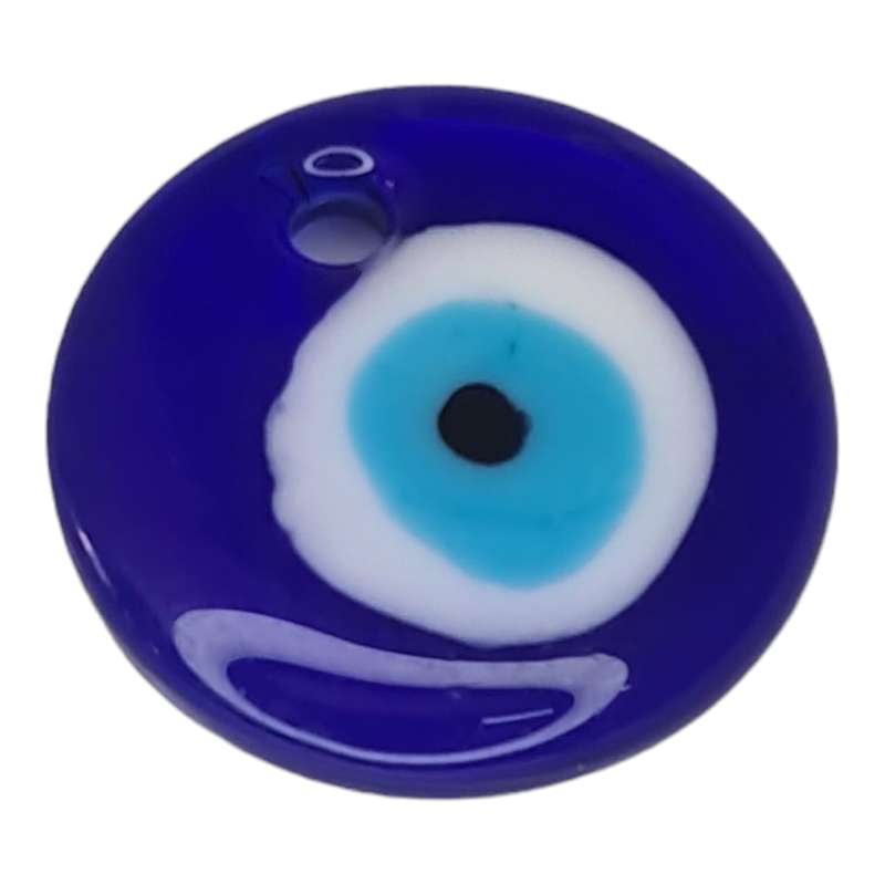Evil eye glass pendant w hole, 30mm