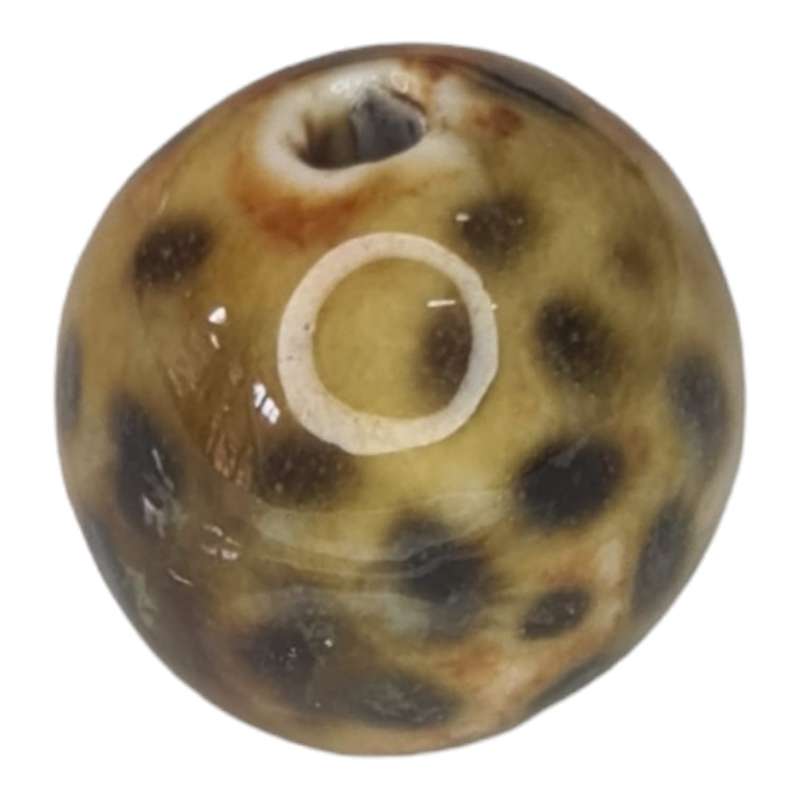 Porcelain bead, brown spots, 18mm