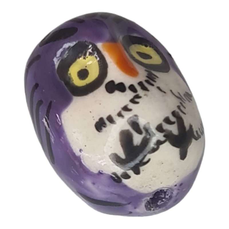 Porcelain owl bead, purple, 22mm
